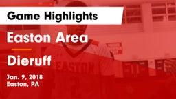 Easton Area  vs Dieruff  Game Highlights - Jan. 9, 2018