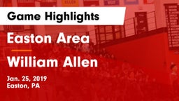 Easton Area  vs William Allen Game Highlights - Jan. 25, 2019