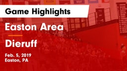 Easton Area  vs Dieruff  Game Highlights - Feb. 5, 2019