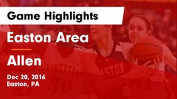 Easton Area  vs Allen  Game Highlights - Dec 20, 2016