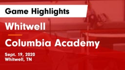 Whitwell  vs Columbia Academy  Game Highlights - Sept. 19, 2020