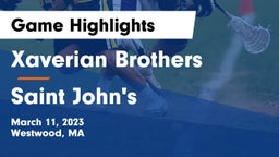 Xaverian Brothers  vs Saint John's  Game Highlights - March 11, 2023