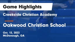 Creekside Christian Academy vs Oakwood Christian School Game Highlights - Oct. 13, 2022