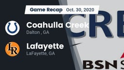 Recap: Coahulla Creek  vs. Lafayette  2020