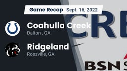 Recap: Coahulla Creek  vs. Ridgeland  2022