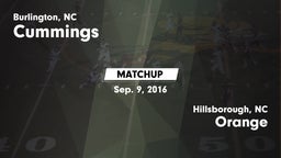 Matchup: Cummings  vs. Orange  2016