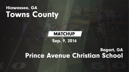 Matchup: Towns County High vs. Prince Avenue Christian School 2016