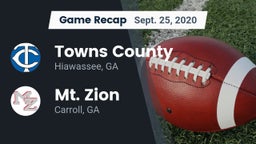 Recap: Towns County  vs. Mt. Zion  2020
