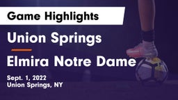 Union Springs  vs Elmira Notre Dame Game Highlights - Sept. 1, 2022