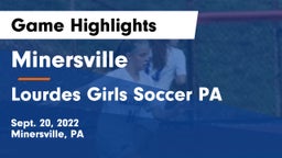 Minersville  vs Lourdes Girls Soccer PA Game Highlights - Sept. 20, 2022