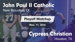 Matchup: John Paul II vs. Cypress Christian  2016