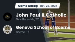 Recap: John Paul II Catholic  vs. Geneva School of Boerne 2022
