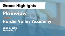 Plainview  vs Hardin Valley Academy Game Highlights - Sept. 3, 2022