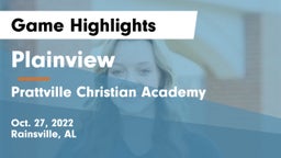 Plainview  vs Prattville Christian Academy  Game Highlights - Oct. 27, 2022