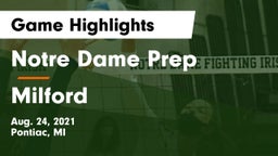 Notre Dame Prep  vs Milford  Game Highlights - Aug. 24, 2021