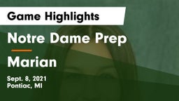 Notre Dame Prep  vs Marian  Game Highlights - Sept. 8, 2021