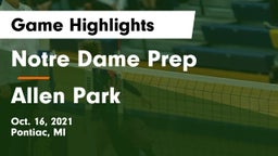 Notre Dame Prep  vs Allen Park  Game Highlights - Oct. 16, 2021