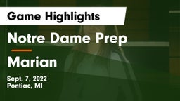 Notre Dame Prep  vs Marian  Game Highlights - Sept. 7, 2022