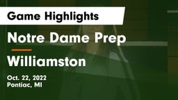 Notre Dame Prep  vs Williamston  Game Highlights - Oct. 22, 2022