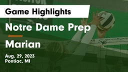 Notre Dame Prep  vs Marian  Game Highlights - Aug. 29, 2023
