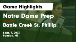 Notre Dame Prep  vs Battle Creek St. Phillip Game Highlights - Sept. 9, 2023