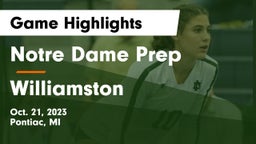 Notre Dame Prep  vs Williamston  Game Highlights - Oct. 21, 2023