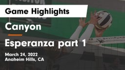 Canyon  vs Esperanza part 1 Game Highlights - March 24, 2022