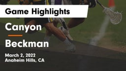 Canyon  vs Beckman  Game Highlights - March 2, 2022