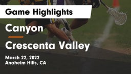 Canyon  vs Crescenta Valley  Game Highlights - March 22, 2022