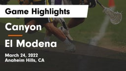 Canyon  vs El Modena  Game Highlights - March 24, 2022