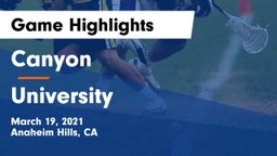 Canyon  vs University  Game Highlights - March 19, 2021