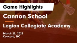 Cannon School vs Legion Collegiate Academy Game Highlights - March 25, 2022