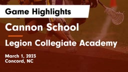 Cannon School vs Legion Collegiate Academy Game Highlights - March 1, 2023