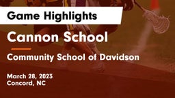 Cannon School vs Community School of Davidson Game Highlights - March 28, 2023