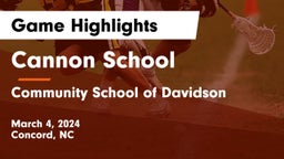 Cannon School vs Community School of Davidson Game Highlights - March 4, 2024