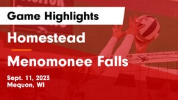 Homestead  vs Menomonee Falls  Game Highlights - Sept. 11, 2023
