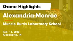 Alexandria-Monroe  vs Muncie Burris Laboratory School Game Highlights - Feb. 11, 2020