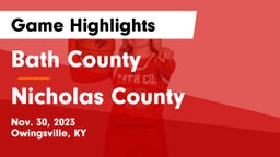 Bath County  vs Nicholas County  Game Highlights - Nov. 30, 2023
