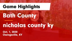 Bath County  vs nicholas county ky Game Highlights - Oct. 1, 2020