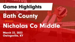 Bath County  vs Nicholas Co Middle  Game Highlights - March 22, 2022