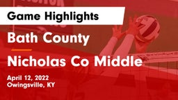 Bath County  vs Nicholas Co Middle  Game Highlights - April 12, 2022