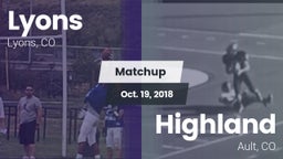 Matchup: Lyons  vs. Highland  2018