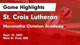 St. Croix Lutheran  vs Maranatha Christian Academy Game Highlights - Sept. 22, 2022