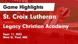 St. Croix Lutheran  vs Legacy Christian Academy Game Highlights - Sept. 11, 2023