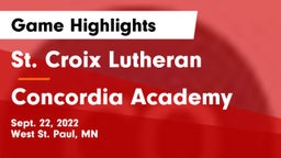 St. Croix Lutheran  vs Concordia Academy Game Highlights - Sept. 22, 2022
