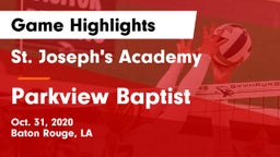 St. Joseph's Academy  vs Parkview Baptist  Game Highlights - Oct. 31, 2020