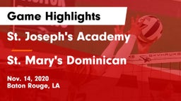 St. Joseph's Academy  vs St. Mary's Dominican  Game Highlights - Nov. 14, 2020
