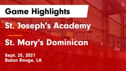 St. Joseph's Academy  vs St. Mary's Dominican  Game Highlights - Sept. 25, 2021