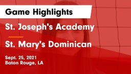 St. Joseph's Academy  vs St. Mary's Dominican  Game Highlights - Sept. 25, 2021