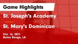 St. Joseph's Academy  vs St. Mary's Dominican  Game Highlights - Oct. 16, 2021